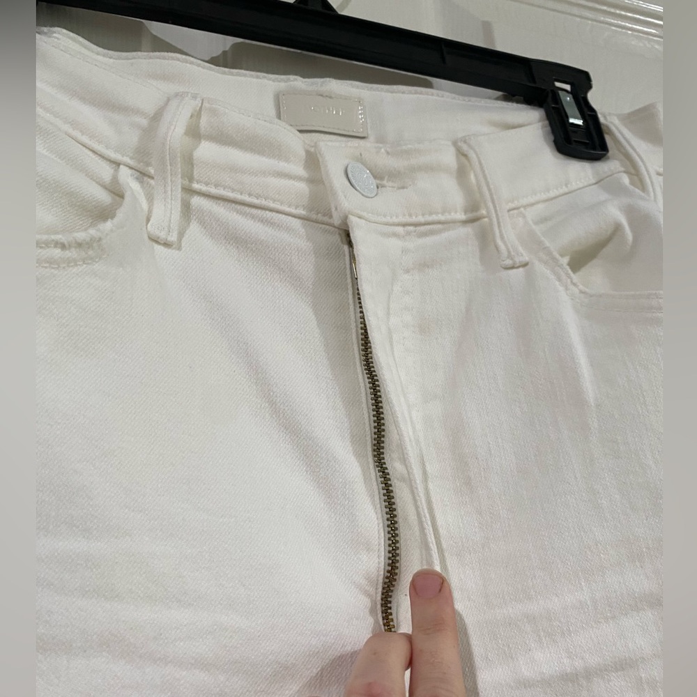 MOTHER The Hustler Ankle Fray In Fairest Of Them All White High Rise Jeans 30 - Picture 7 of 15
